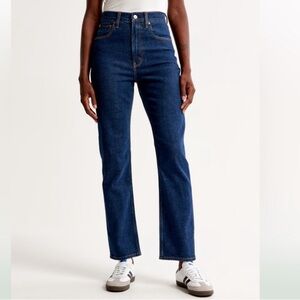Abercrombie & Fitch High-Rise Straight Leg Dark Blue Jeans